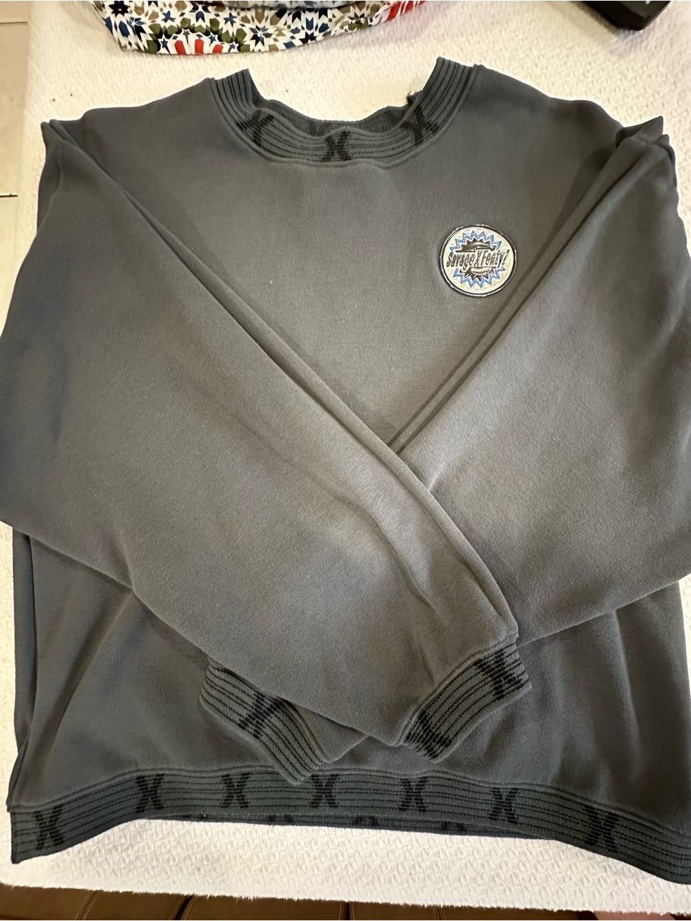 Savage X Fenty Charcoal Crewneck Sweatshirt with Logo Patch